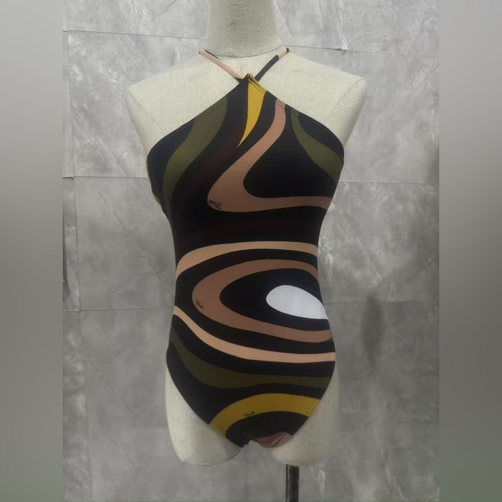 Emilio Pucci Green One-Piece Bikini Swimsuit - Picture 3 of 5